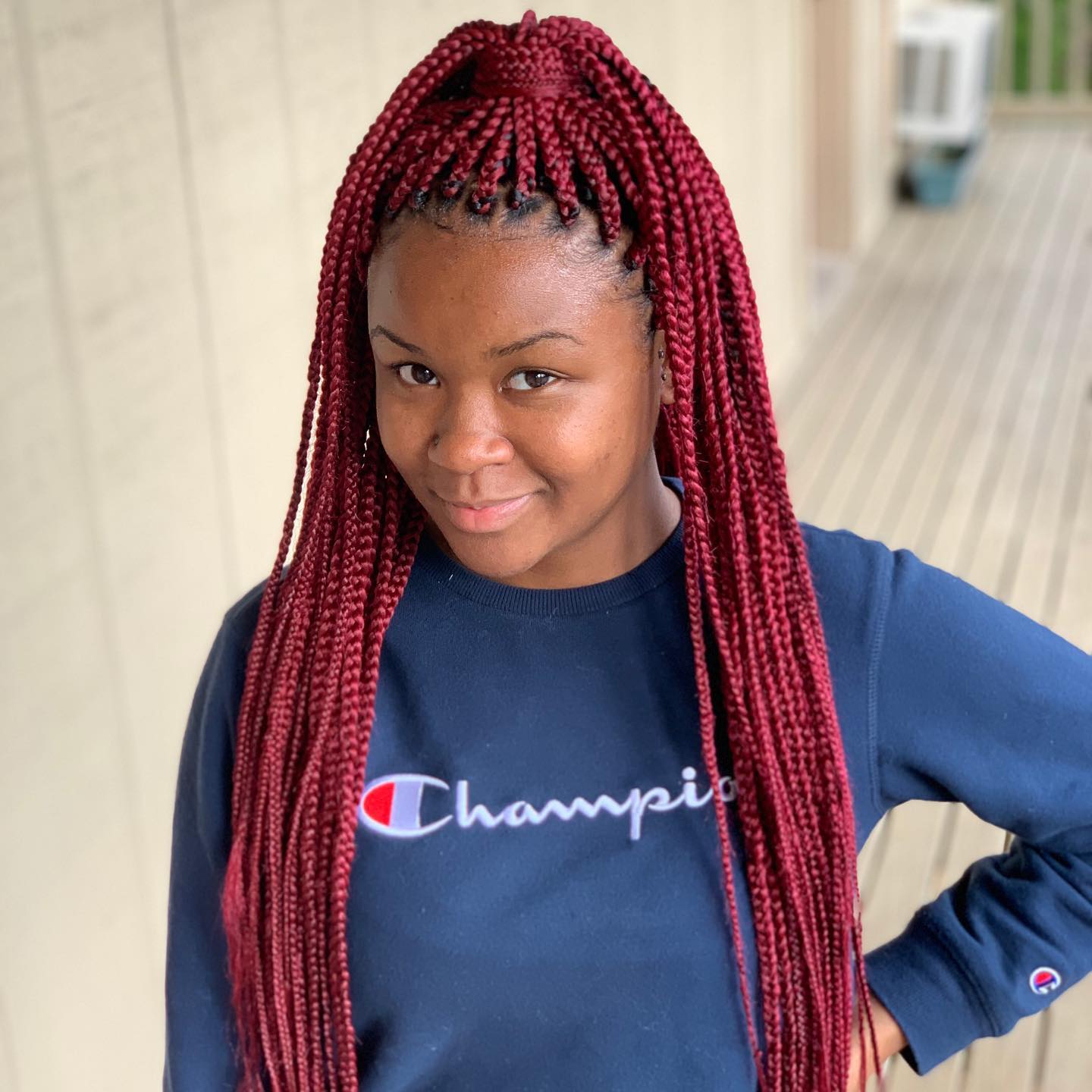 Long Bold Red Box Braids with High Volume