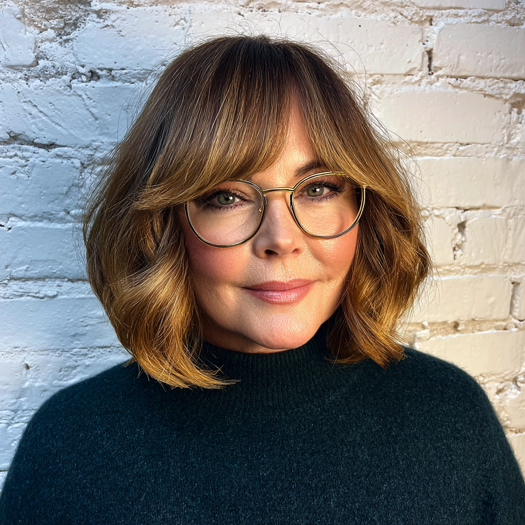 Soft Textured Bob with Long Bangs