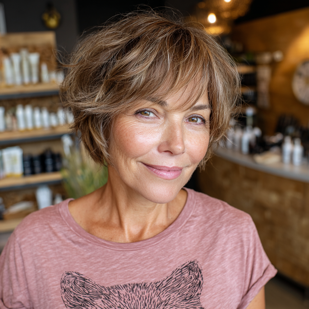 Textured Bixie Shag with Flirty Bangs
