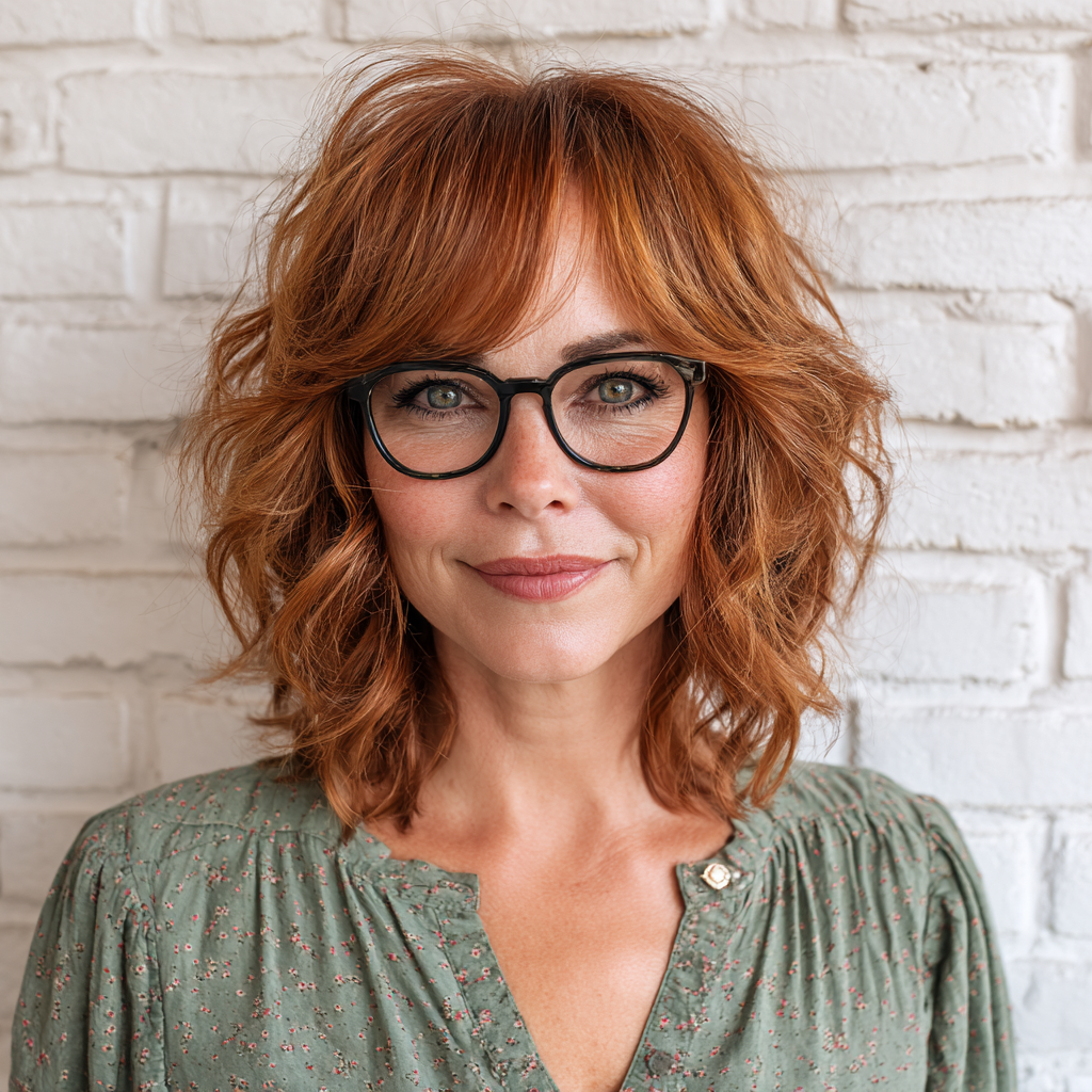 Textured Copper Bob with Lively Bangs
