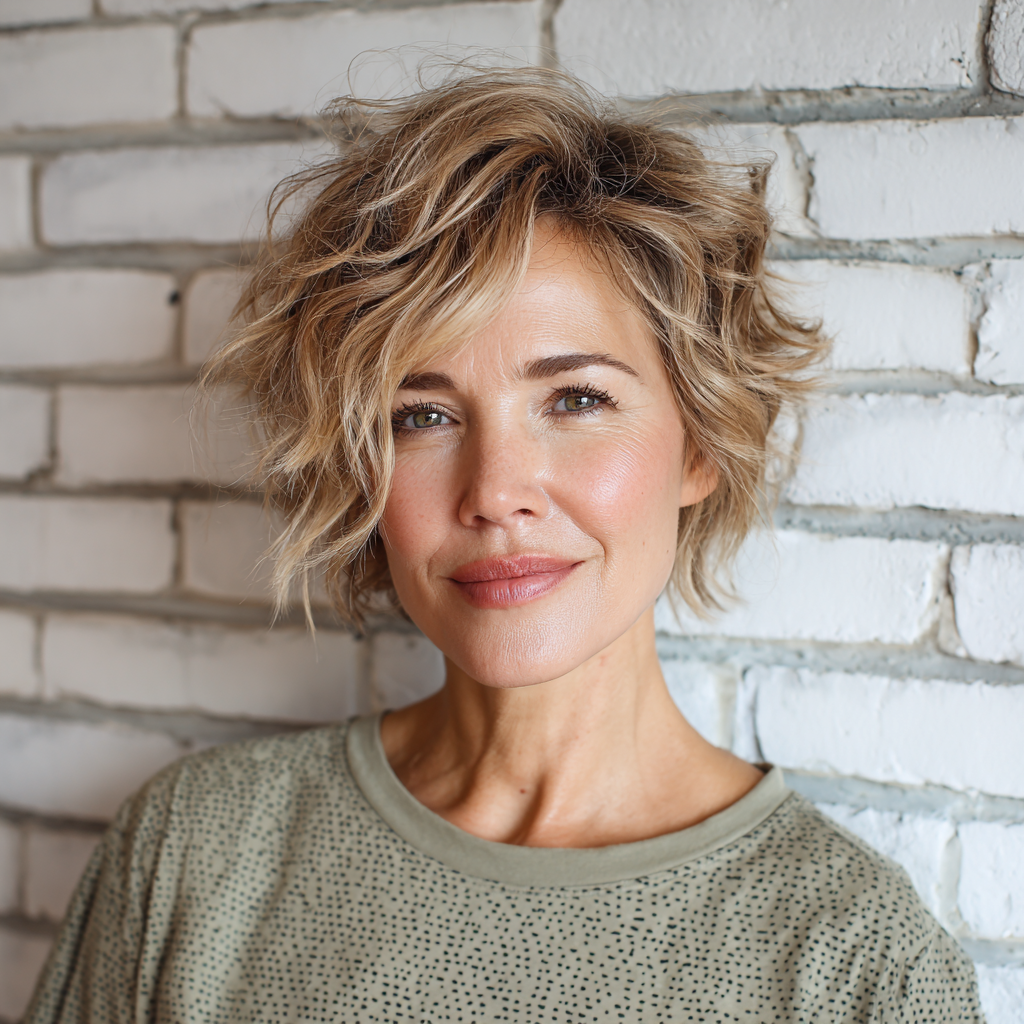 Textured Golden Bixie Shag with Soft Volume