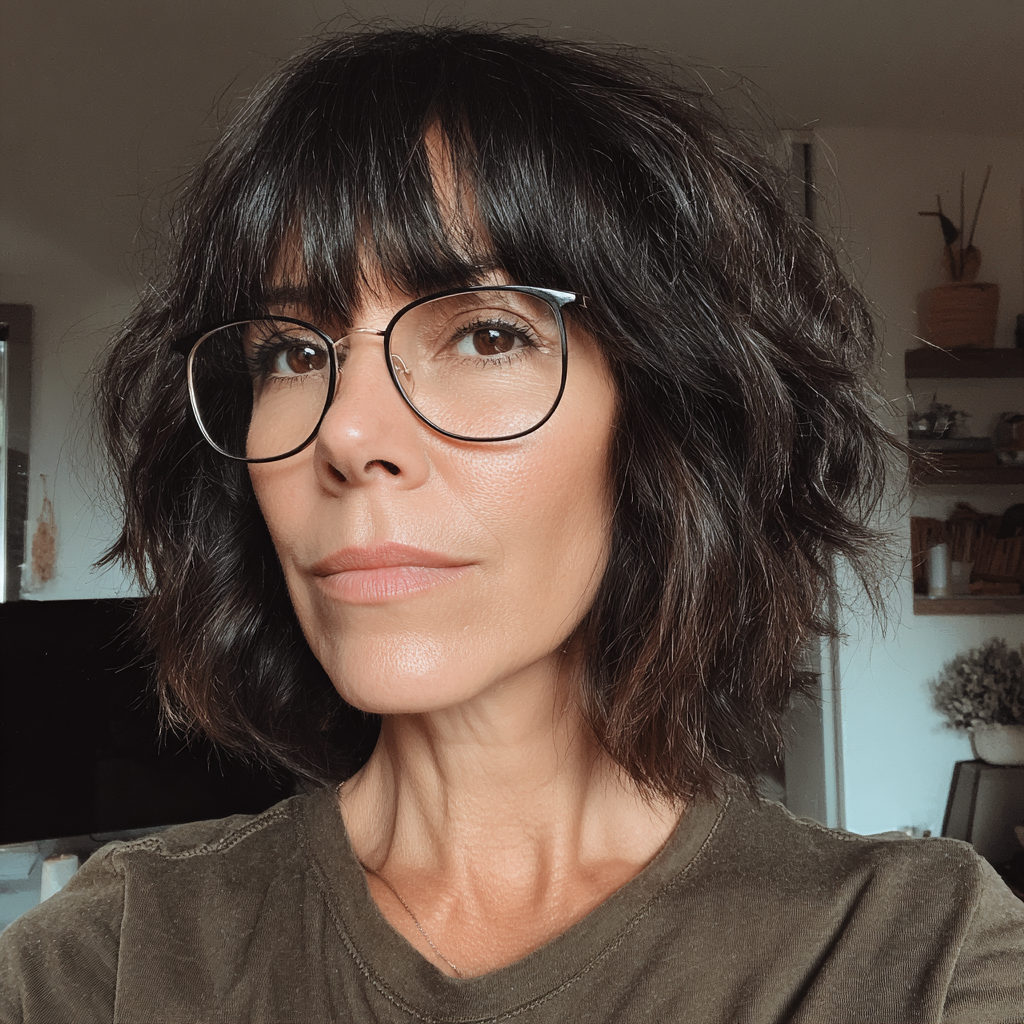 Textured Layered Bob with Long Bangs