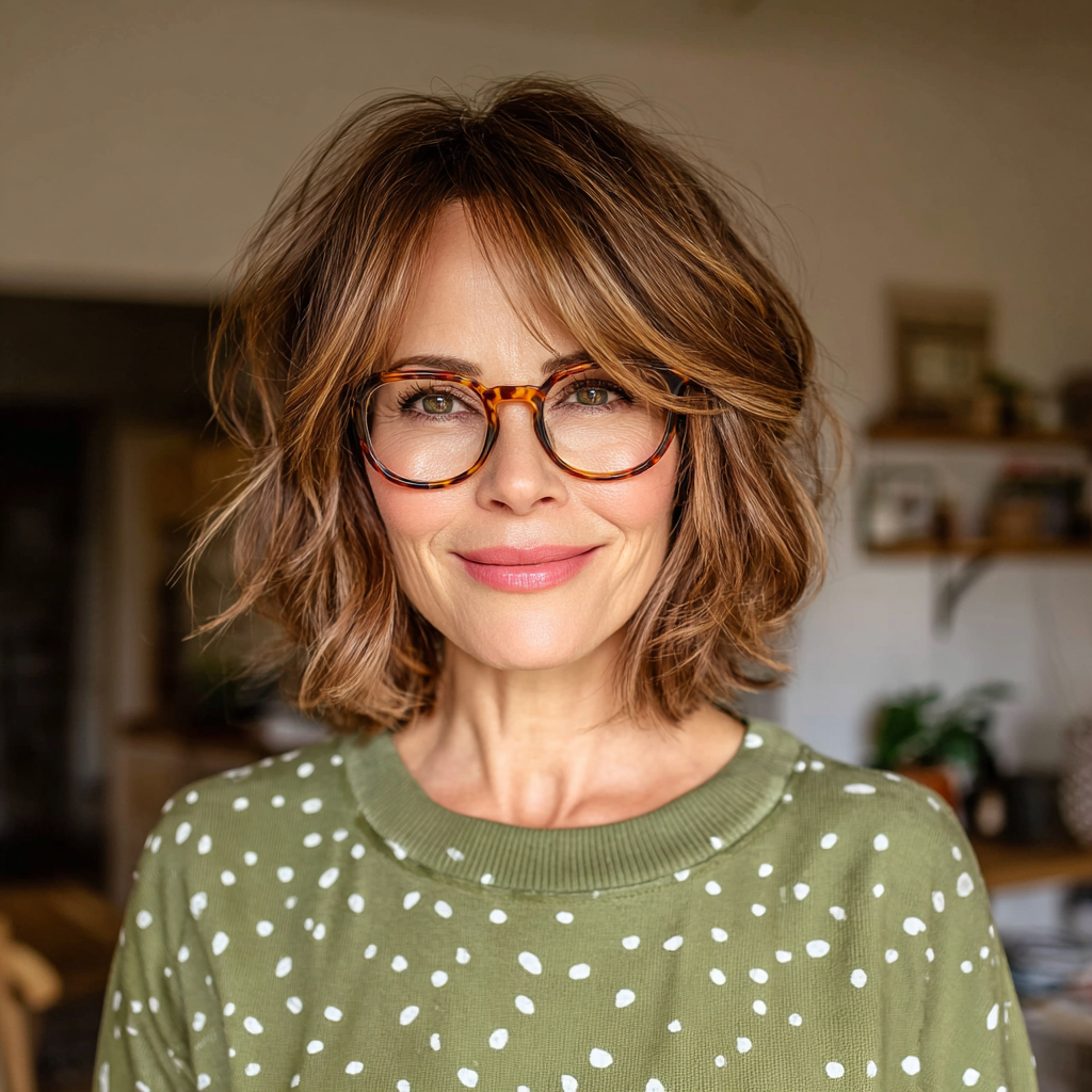 Textured Layered Bob with Wispy Bangs