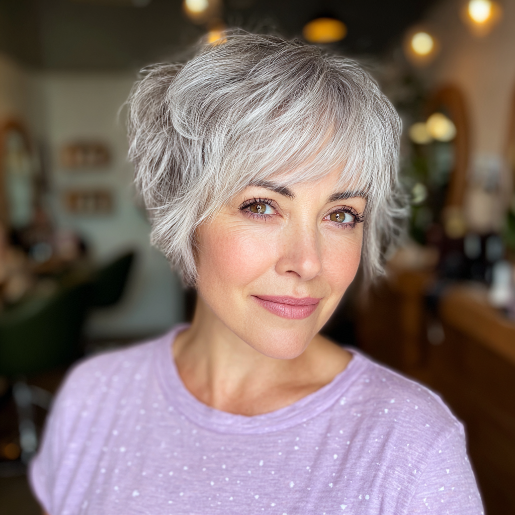 Textured Silver Bixie Shag with Soft Layers