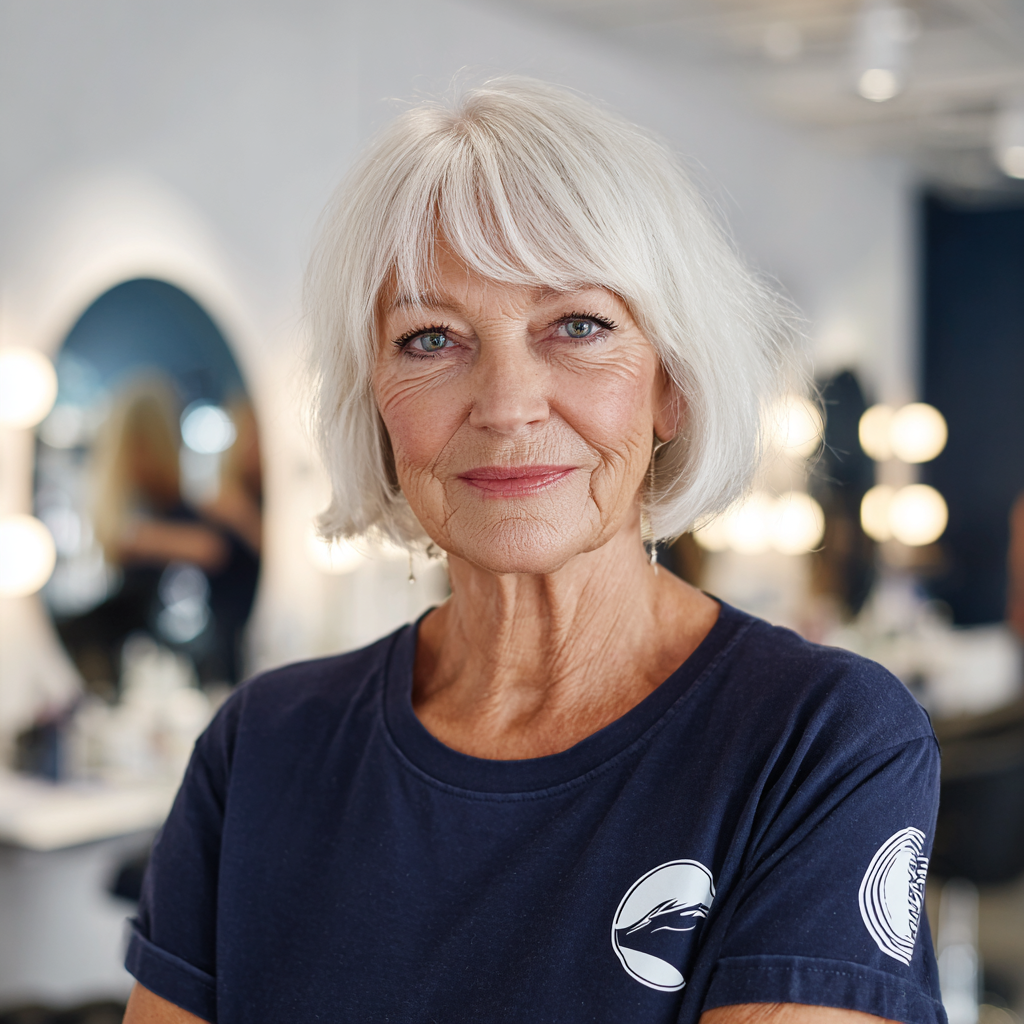 Textured Silver Bob with Soft Bangs