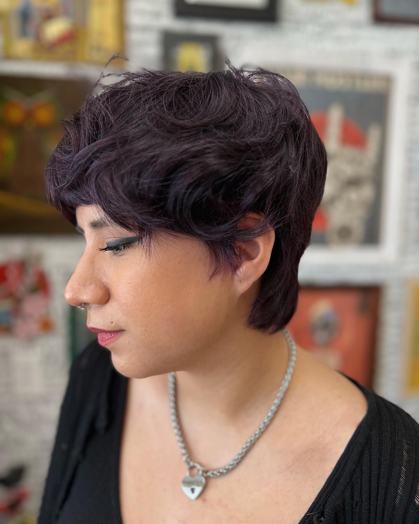 Trendy Textured Pixie Cut with Bold Purple Undertones