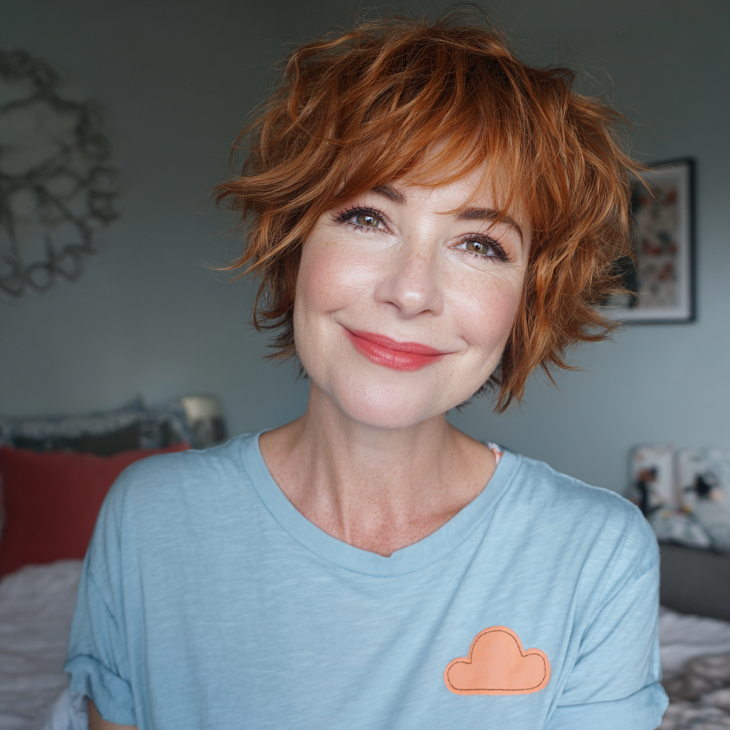 Vibrant Textured Bixie Shag with Playful Curls