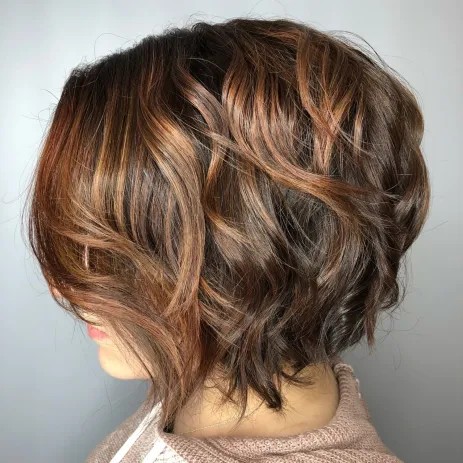 Warm Toned Textured Stacked Bob