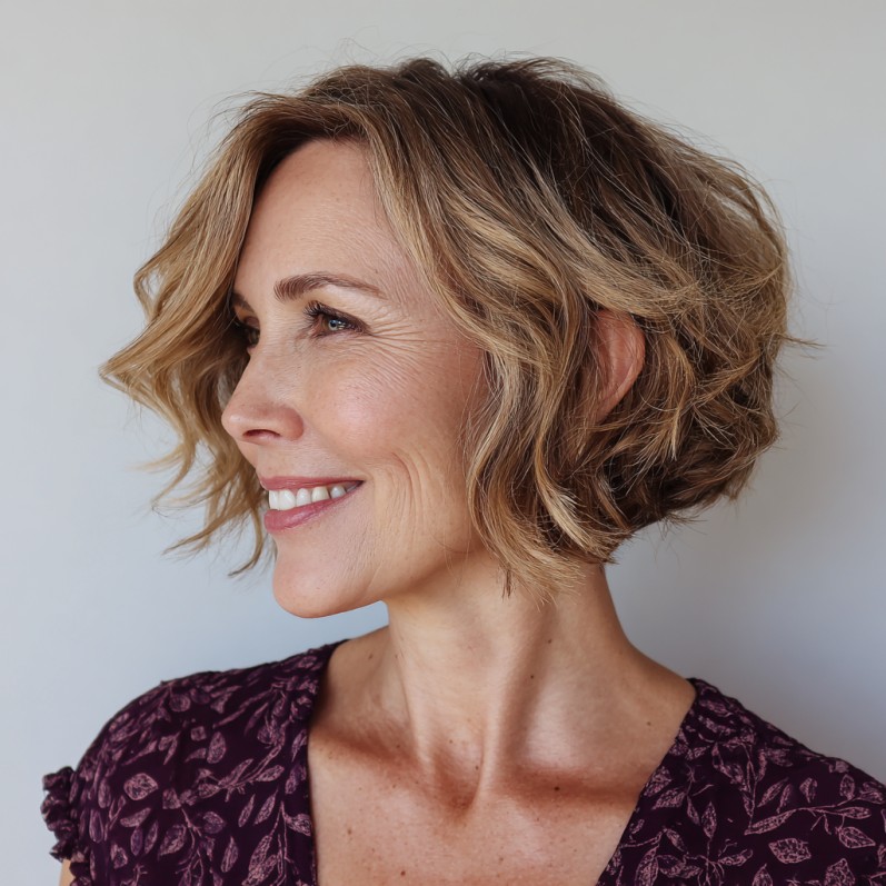Softly Curled Medium Pixie Bob with Natural Movement