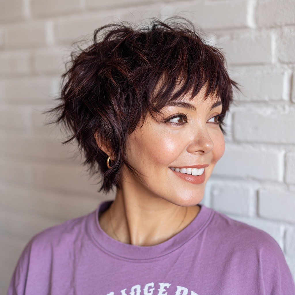 Choppy Textured Pixie Cut with Soft Bangs