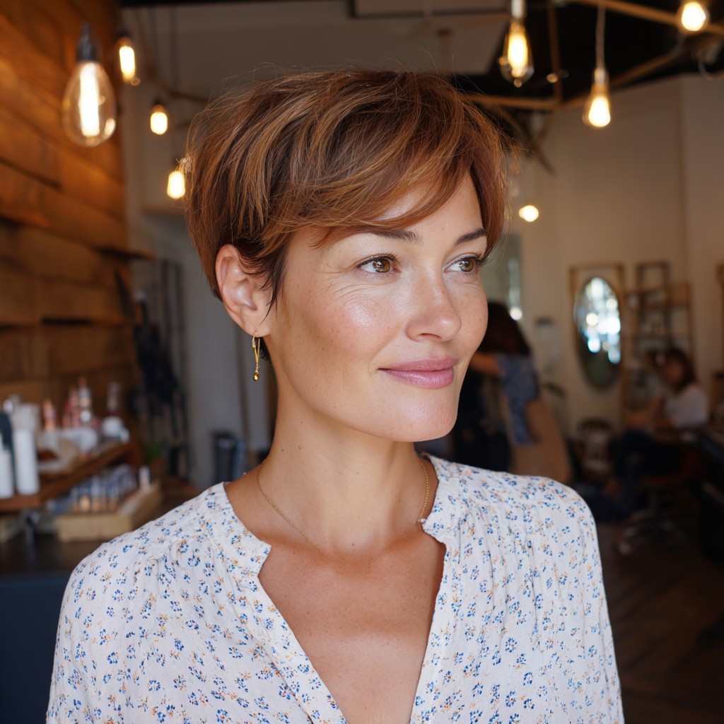 Stylish Textured Pixie Cut with Soft Highlights