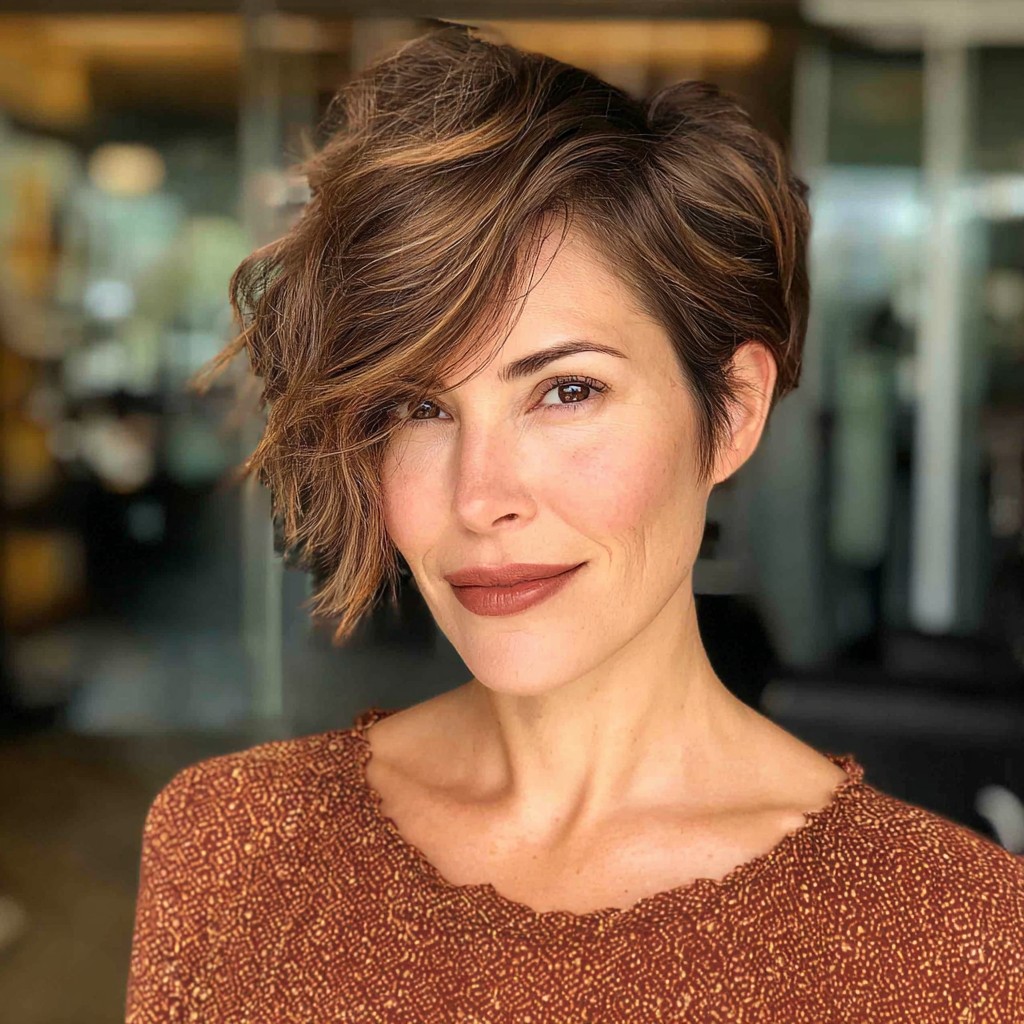 Textured Asymmetrical Pixie Cut with Soft Waves