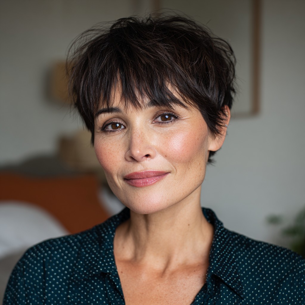Textured Pixie Cut with Feathered Bangs