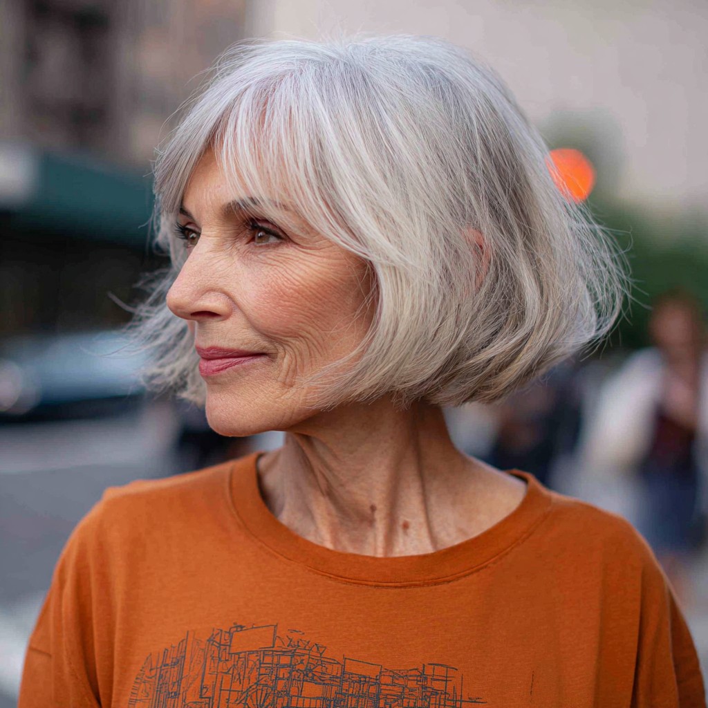 Charming Layered Jaw-Length Bob with Soft Curtain Bangs
