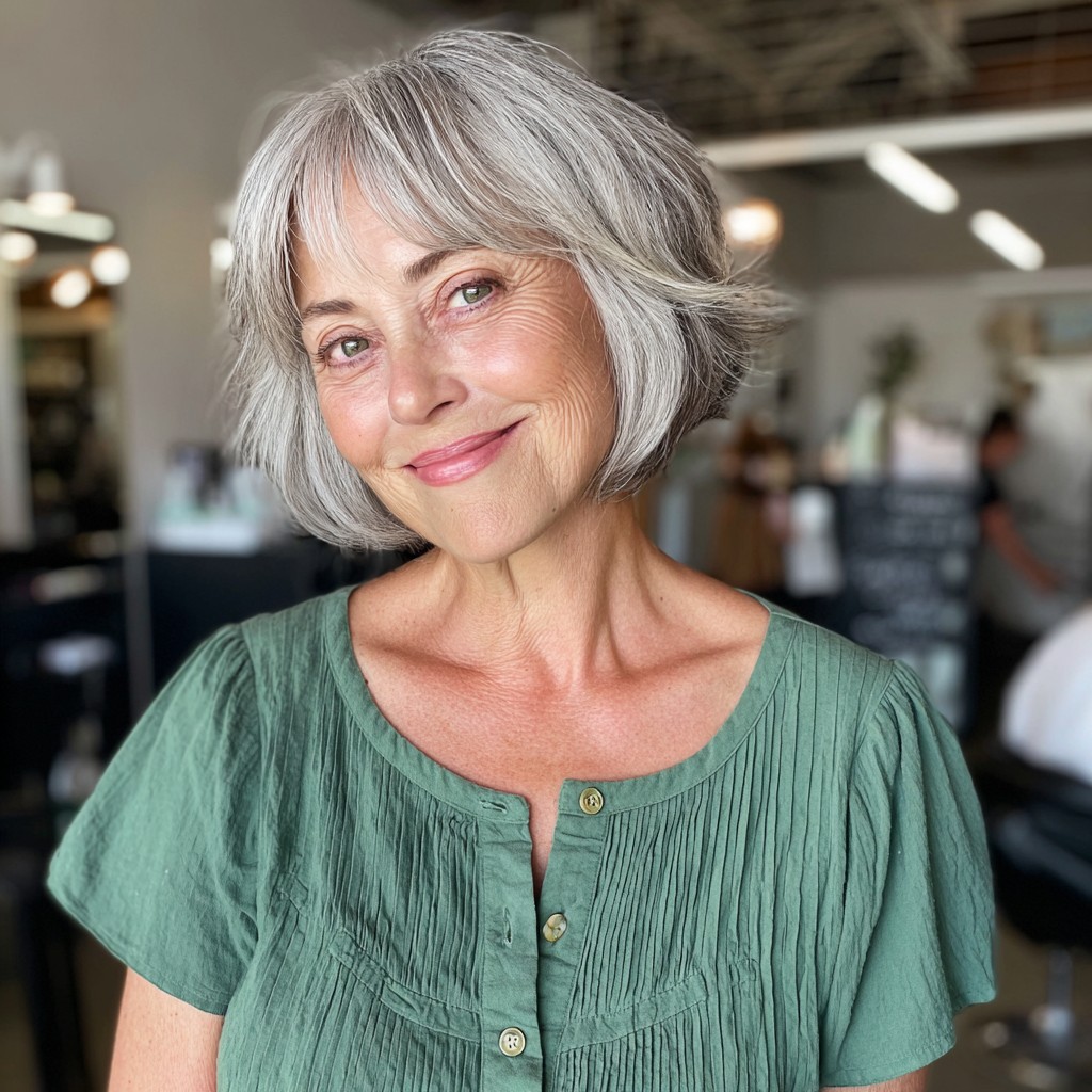 Chic Layered Jaw-Length Bob with Soft Curtain Bangs