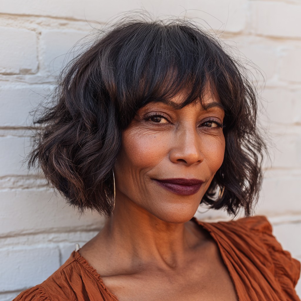 Chic Textured Bob with Soft Bangs