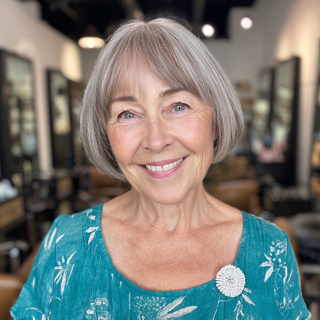 Chic Textured Jaw-Length Bob with Subtle Curtain Bangs