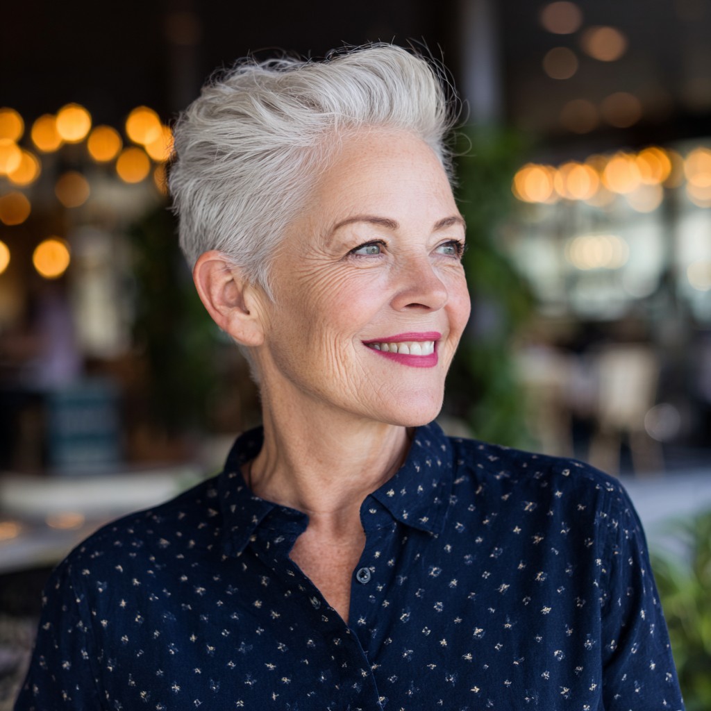 Chic Textured Pompadour Pixie with Soft Volume