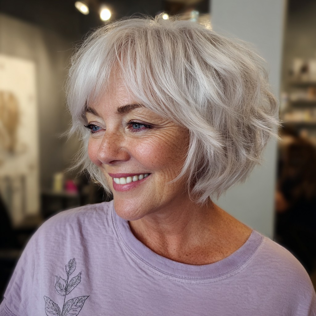 Chic Wispy Jaw-Length Bob with Soft Curtain Bangs