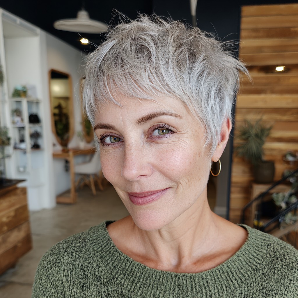 Choppy Silver Textured Mixie Shag with Soft Layers