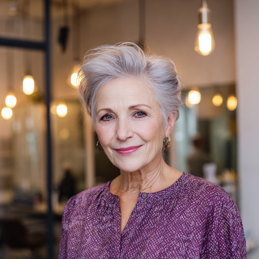 Classic Grey Textured Pixie Cut with Soft Volume