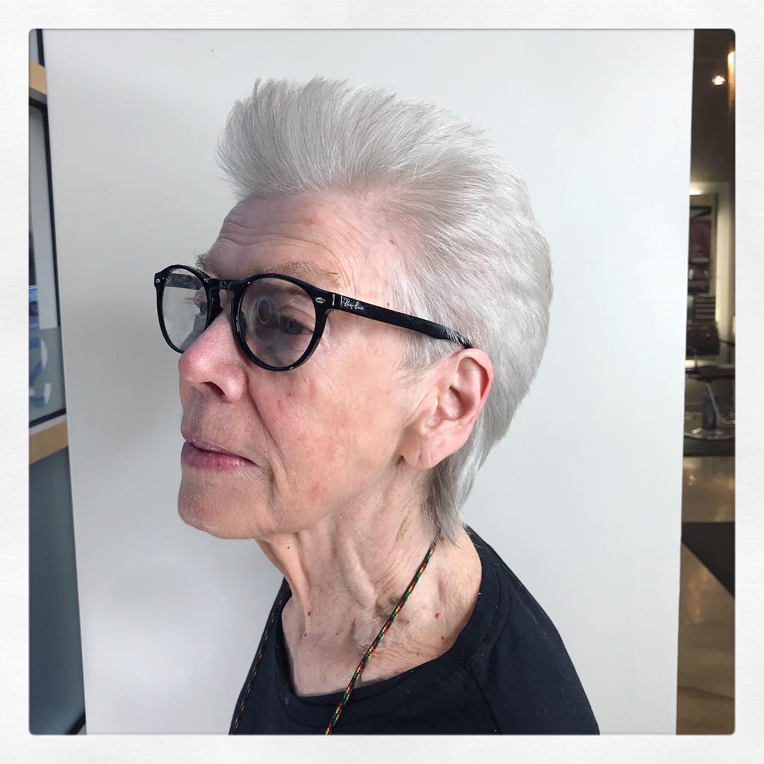 Classic Silver Pompadour Pixie with Edgy Texture