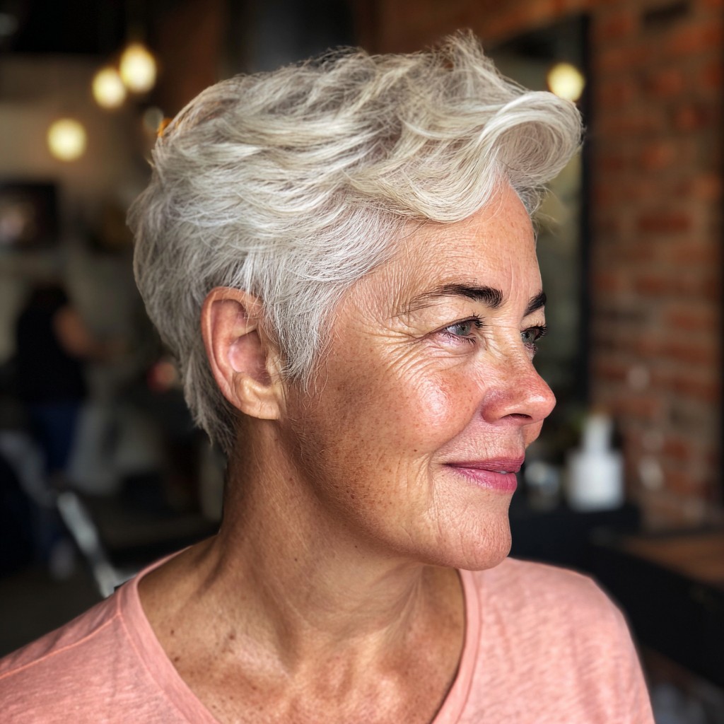 Modern Softly Textured Pixie Cut with Side Swept Bangs