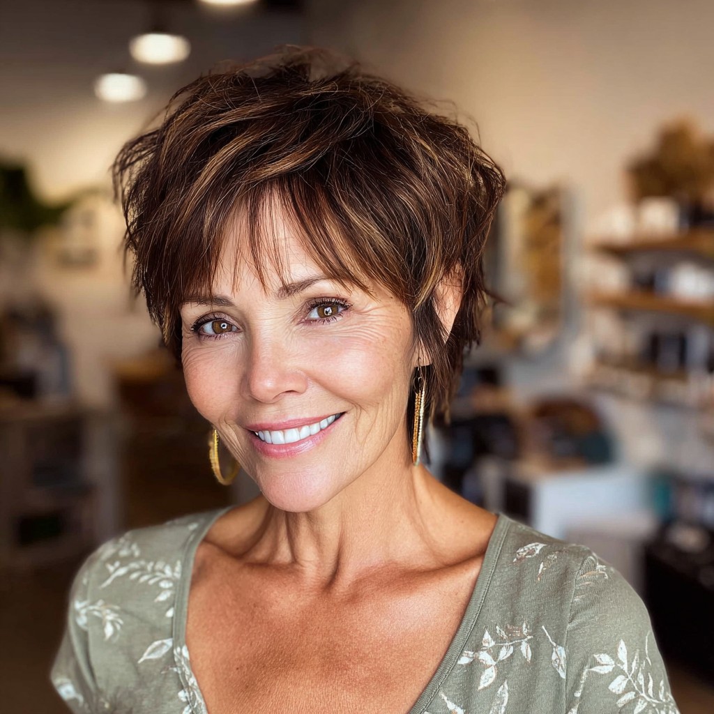 Textured Brunette Mixie Shag with Soft Layers