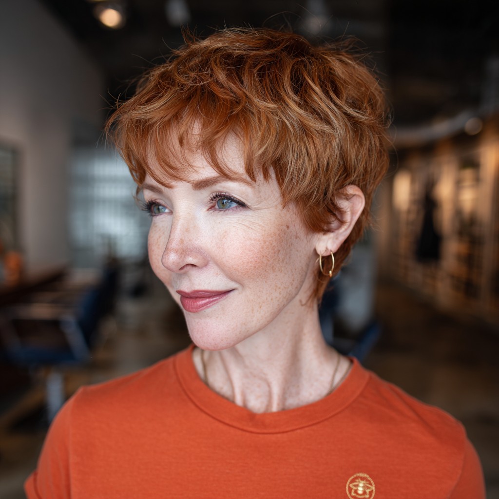 Textured Copper Mixie Shag with Soft Fringe