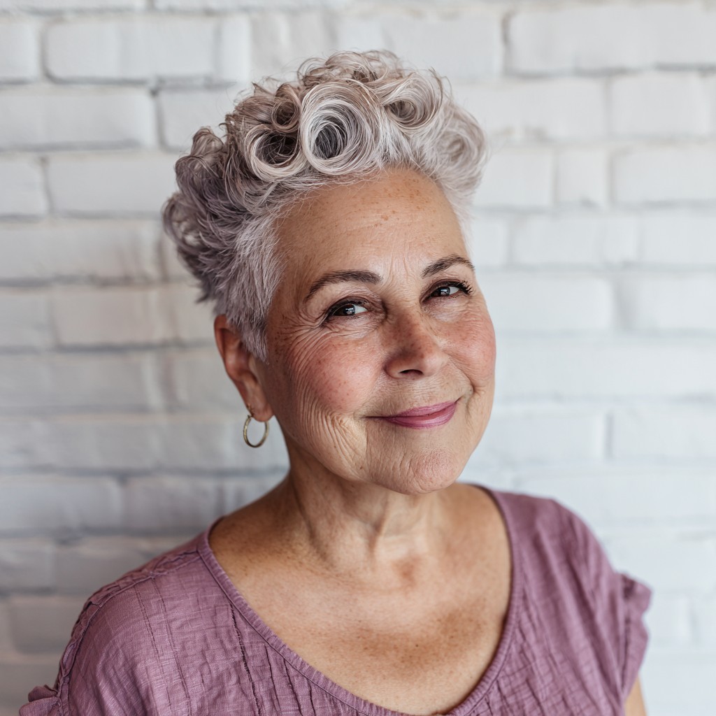 Textured Curly Pixie with Volume