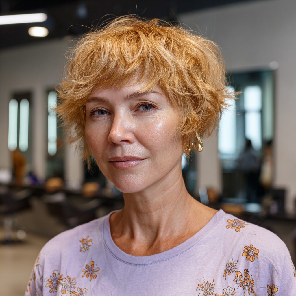 Textured Golden Mixie Shag with Tousled Layers