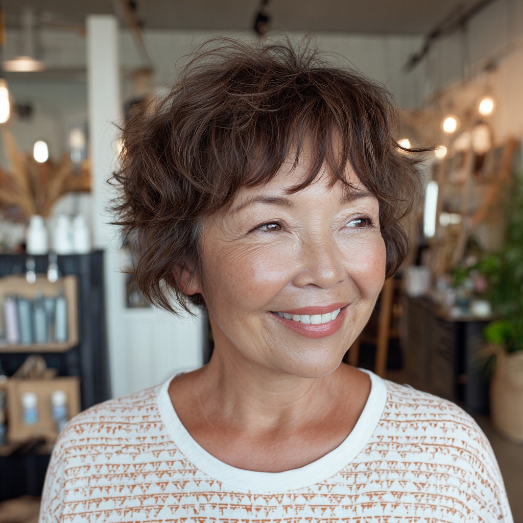 Textured Short Mixie Shag with Soft Curls