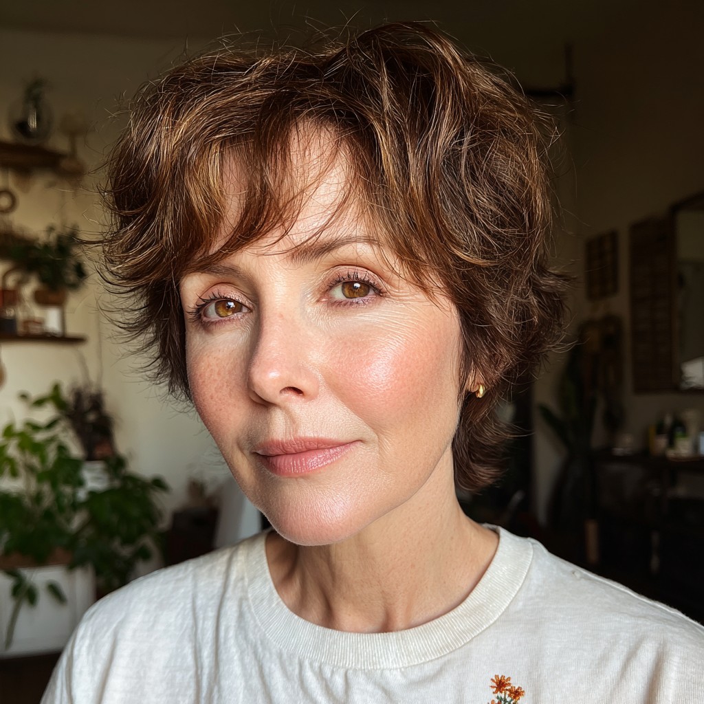 Textured Short Mixie Shag with Soft Waves