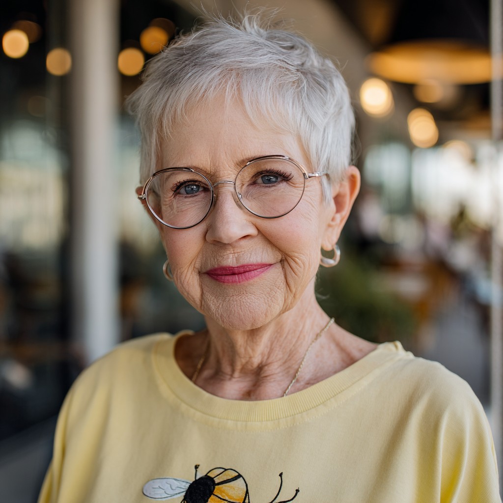 Textured Silver Pixie Cut with Soft Edges