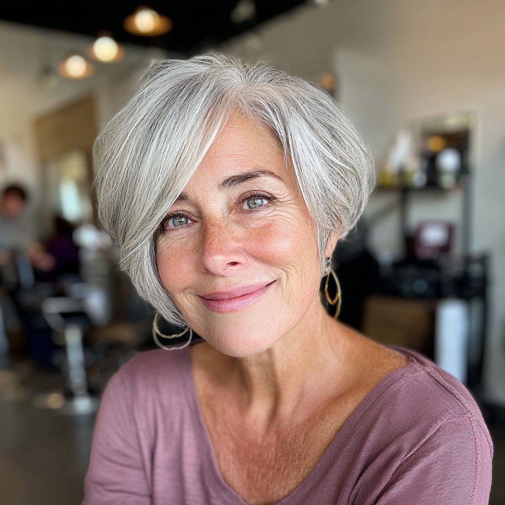 Chic Textured Silver Bob with Soft Layers
