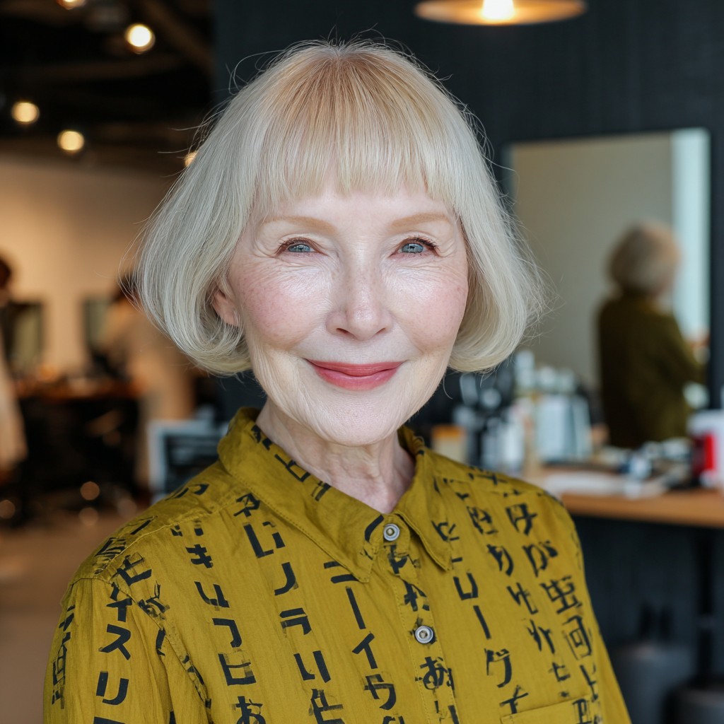 Chic Blunt Baby Bangs with Textured Bob