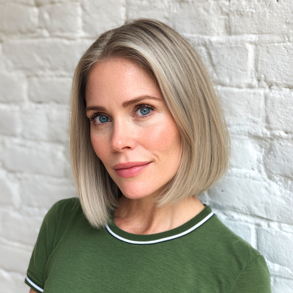 Chic Blunt Bob with Cool-Toned Blonde Highlights