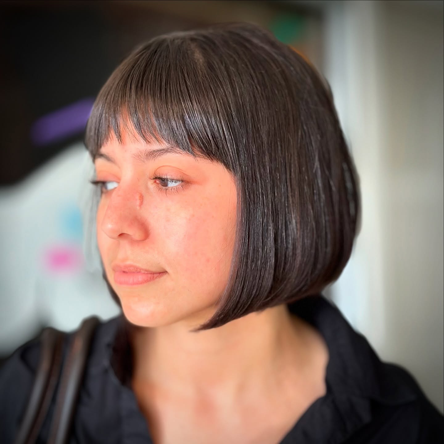 Chic Blunt Bob with Soft Baby Bangs
