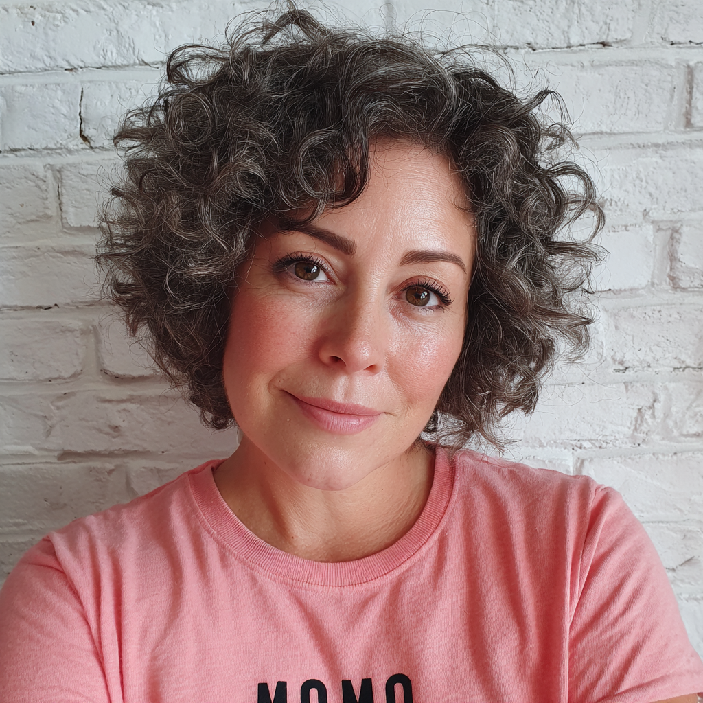Chic Curly Grey Bob with Volume