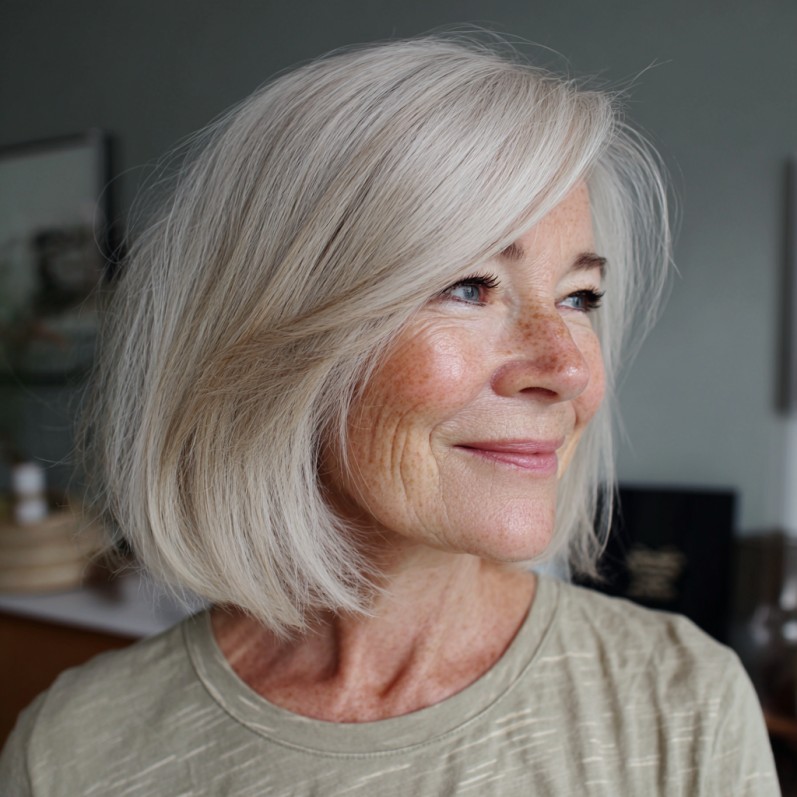 Chic Layered Floating Bob with Soft Highlights