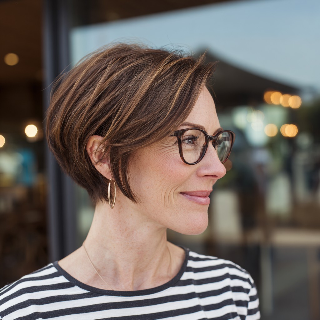 Chic Layered Pixie with Soft Highlights