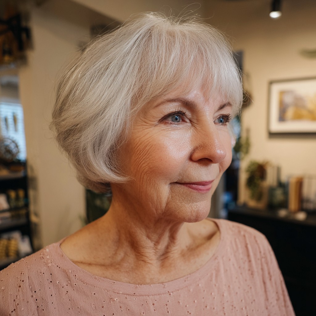 Chic Layered Silver Bob with Soft Volume