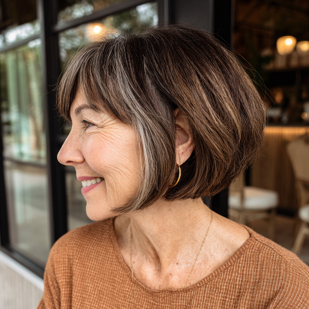 Chic Layered Wedge Bob with Subtle Highlights