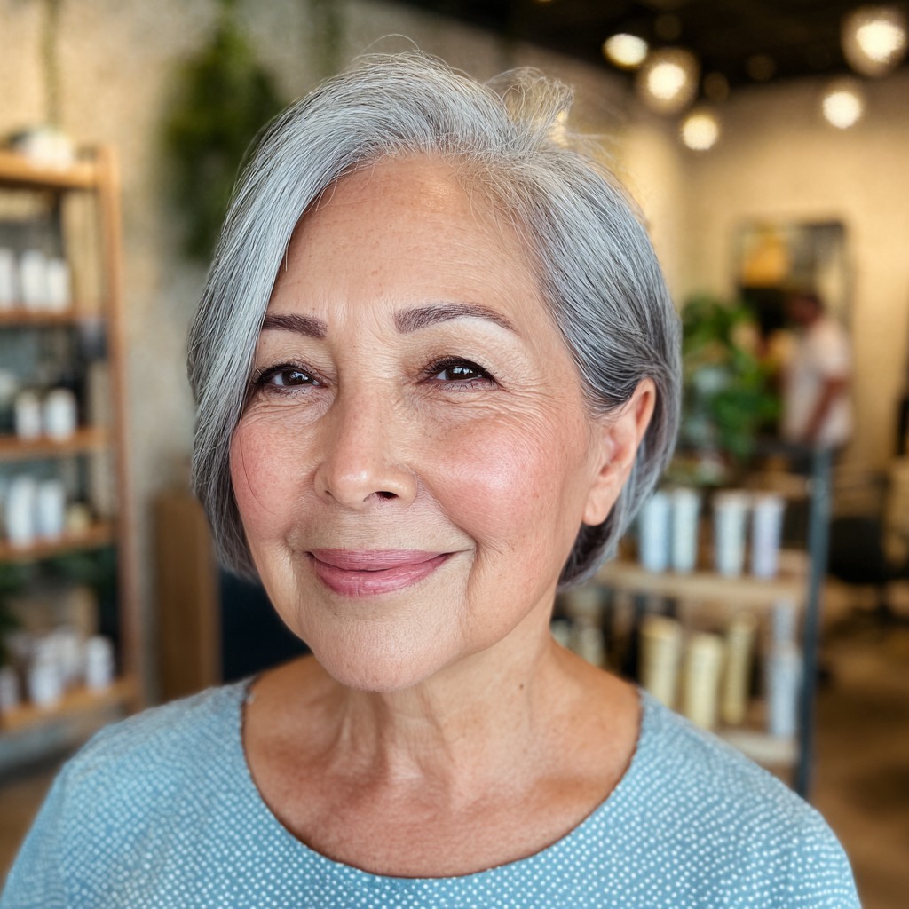 Chic Silver A-Line Bob with Subtle Volume