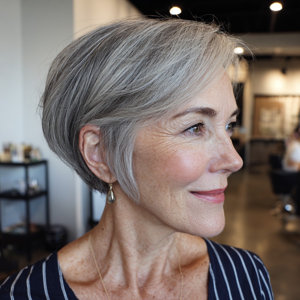 Chic Silver Textured Bob with Soft Layers