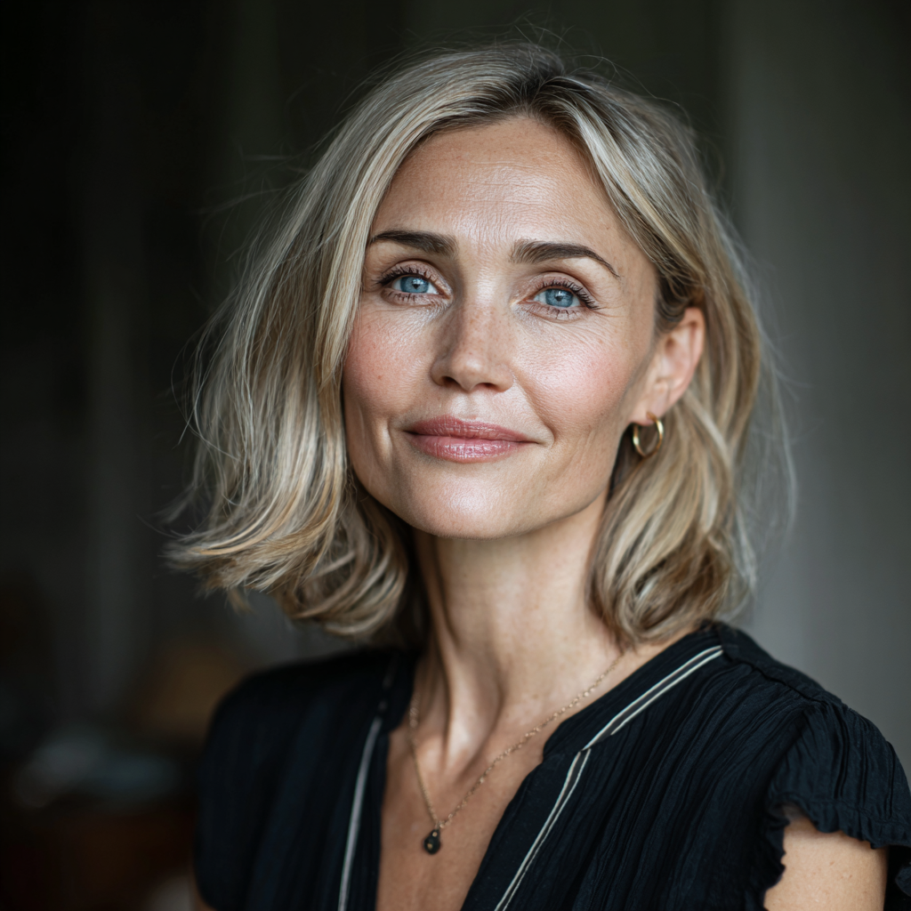 Chic Softly Layered Blonde Lob with Subtle Dimension