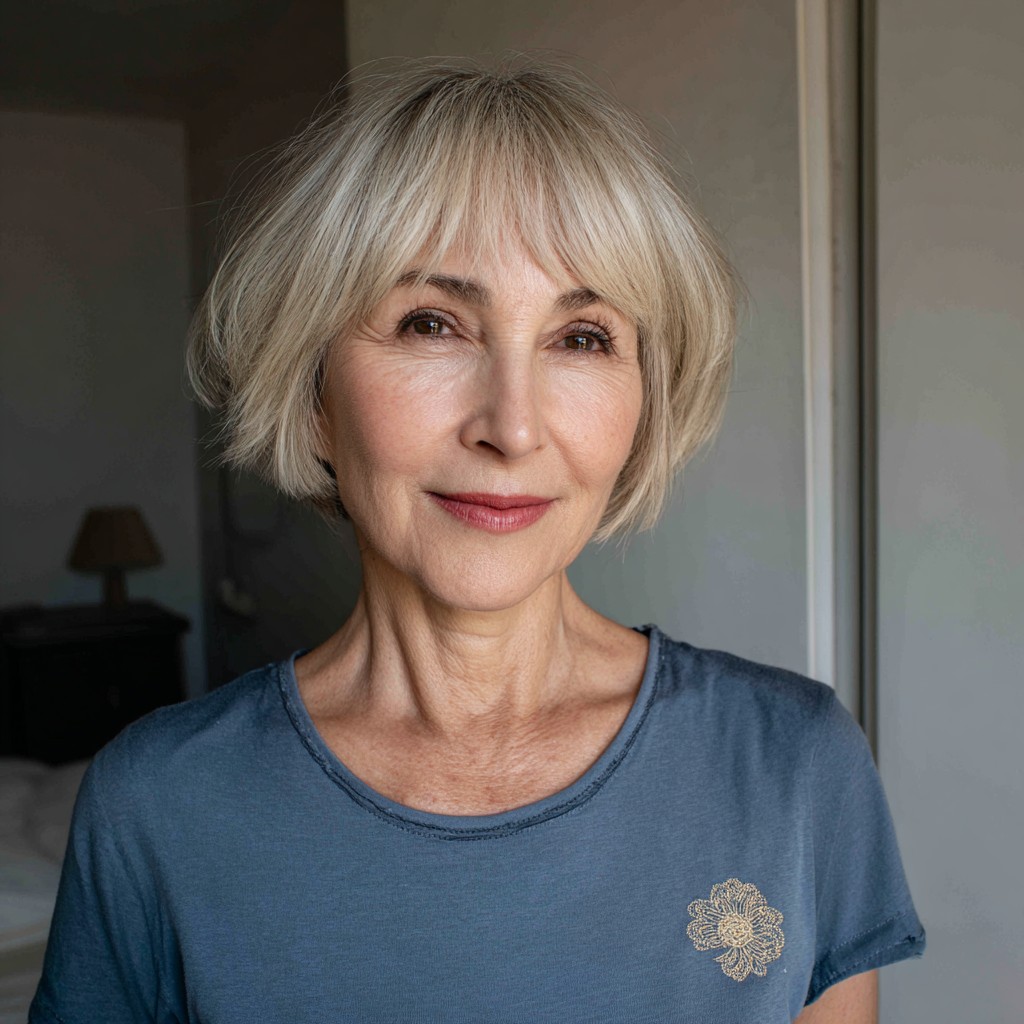 Chic Softly Layered Bob with Subtle Bangs