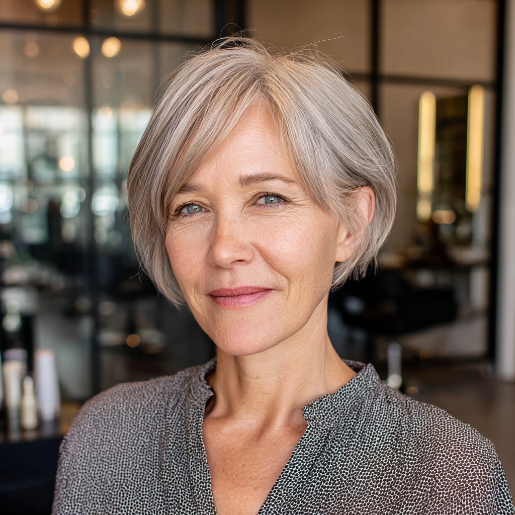 Chic Textured Ash Blonde Bob with Subtle Layers
