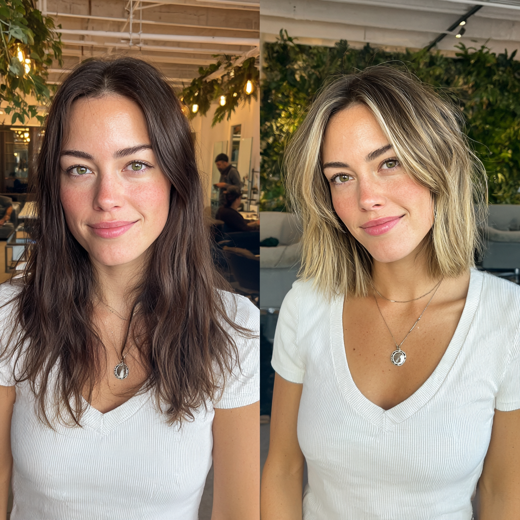 Chic Textured Blonde Lob with Subtle Dimension