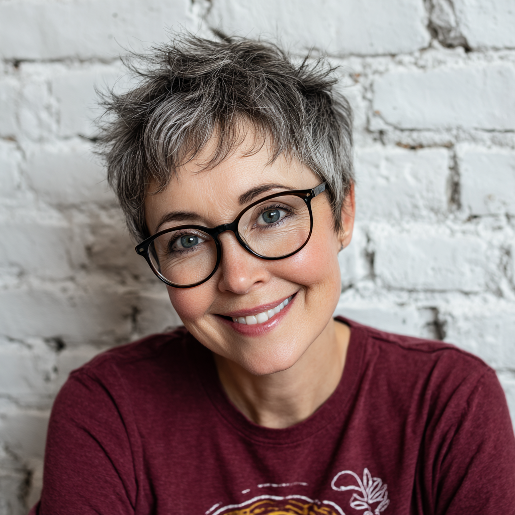 Chic Textured Grey Pixie Cut with Soft Layers